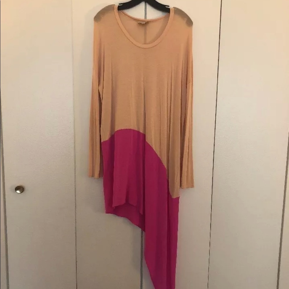Mason long sleeve nude and hot pink dress size P